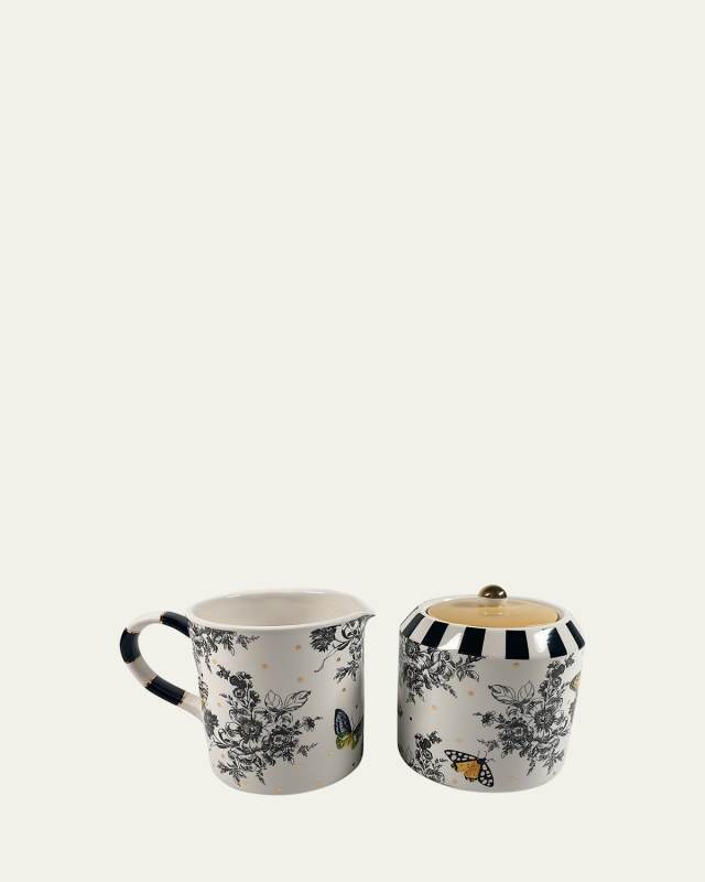 Butterfly Toile Creamer and Sugar Set